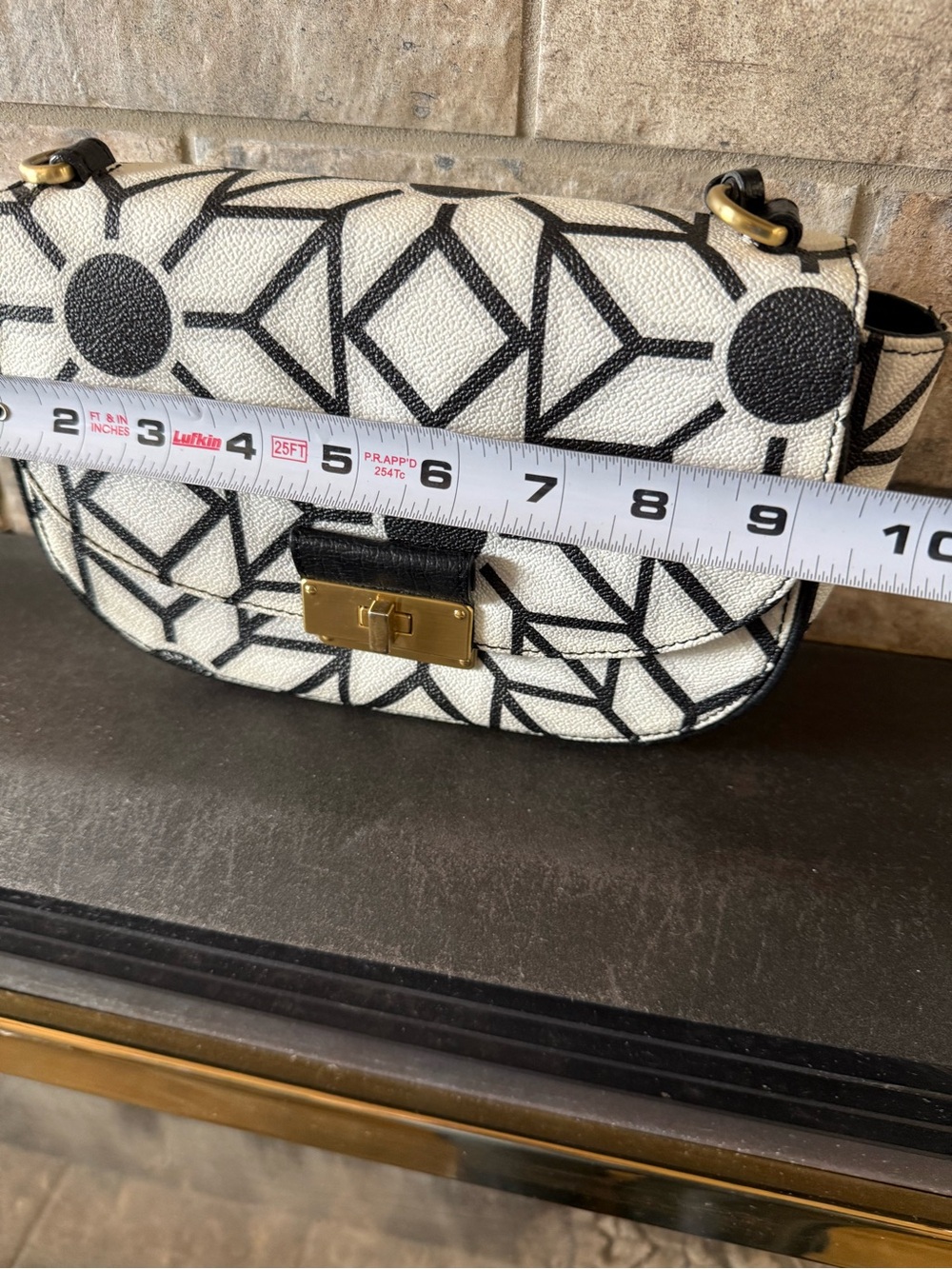 Brahmin Black & White Geometric Crossbody Bag with Gold Hardware - Picture 1 of 8